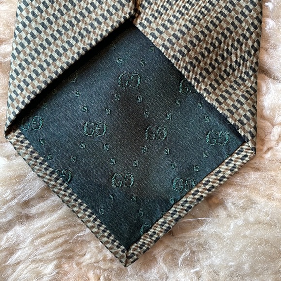 Gucci 100% silk green geometric tie - Picture 5 of 9